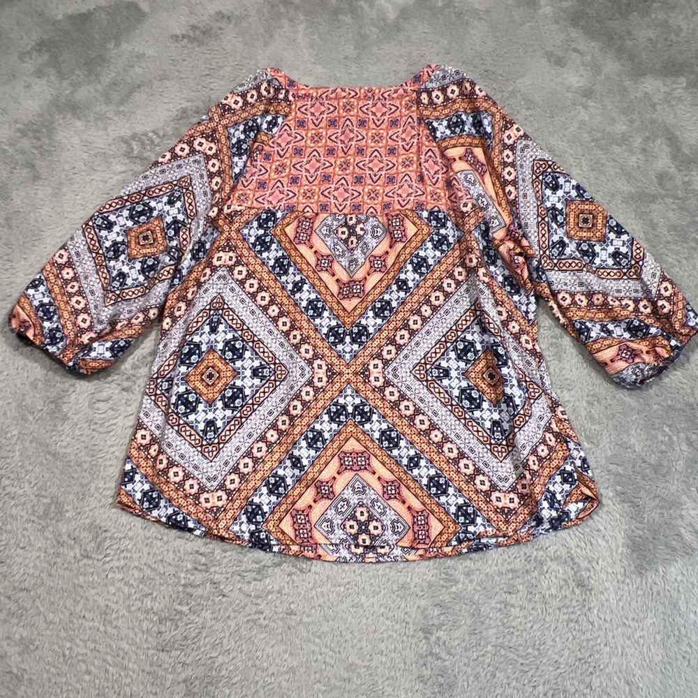 Figueroa Flower Top Boho Hippie Retro Artsy Funky Patchwork Geometric Women's 3X - Picture 10 of 11
